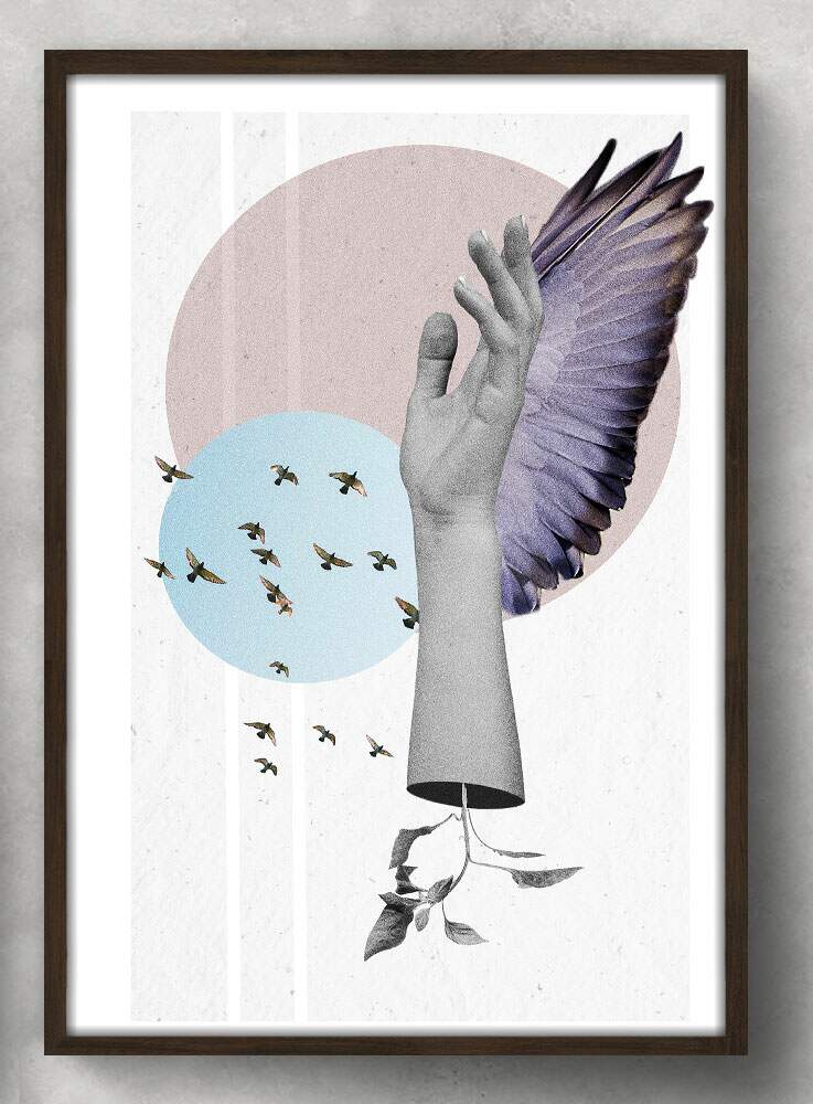 Quadro Decorativo Abstrato M�o Minimalista