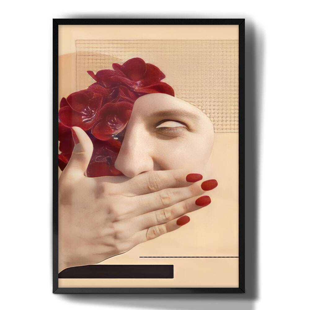 Quadro Decorativo Abstrato Bege Mulher Minimalista