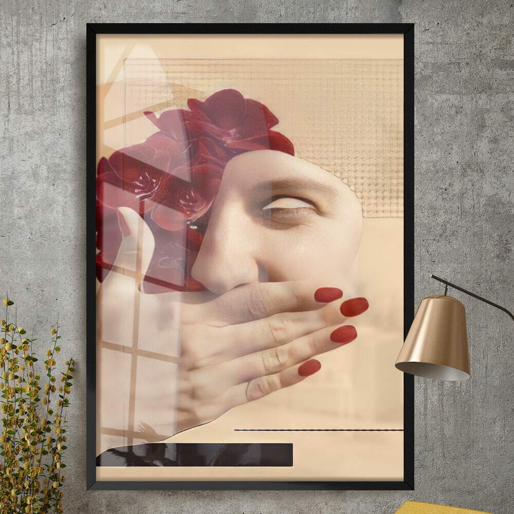 Quadro Decorativo Abstrato Bege Mulher Minimalista