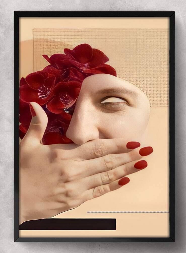 Quadro Decorativo Abstrato Bege Mulher Minimalista