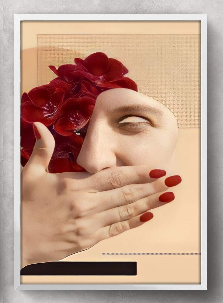 Quadro Decorativo Abstrato Bege Mulher Minimalista