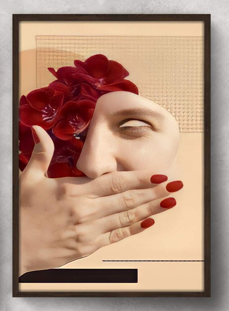 Quadro Decorativo Abstrato Bege Mulher Minimalista