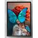 Quadro Decorativo Abstrato Mulher com Borboleta