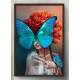 Quadro Decorativo Abstrato Mulher com Borboleta