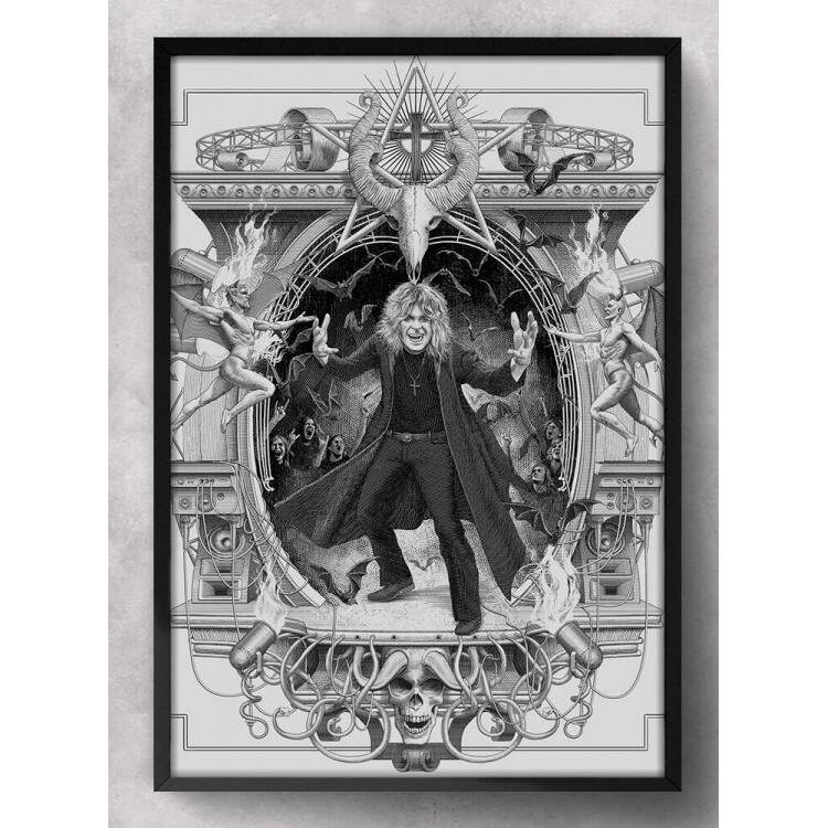 Quadro Decorativo Arte Black Sabbath Preto e Branco