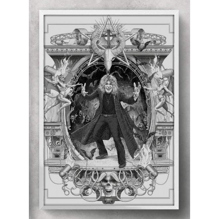 Quadro Decorativo Arte Black Sabbath Preto e Branco