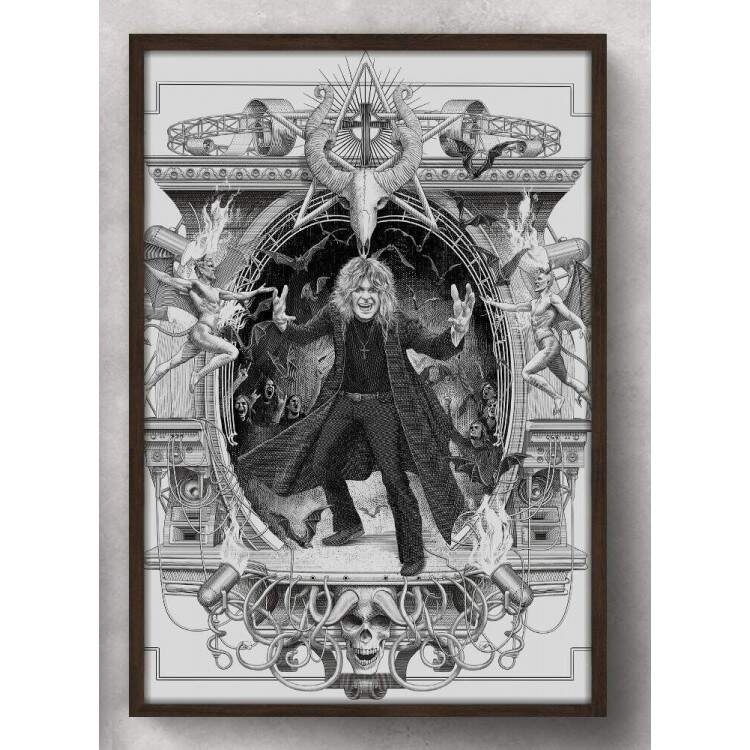 Quadro Decorativo Arte Black Sabbath Preto e Branco