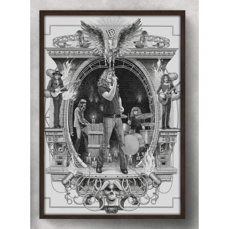 Quadro Decorativo Arte Deep Purple Preto e Branco