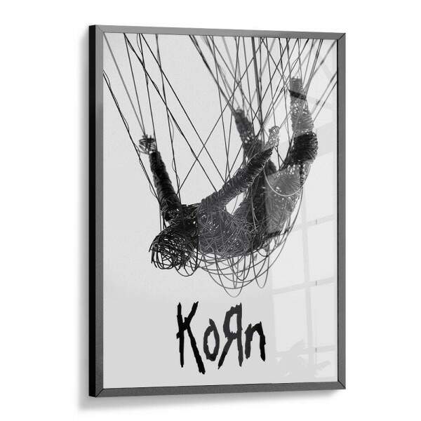 Quadro Decorativo Arte Capa Banda Korn Preto e Branco