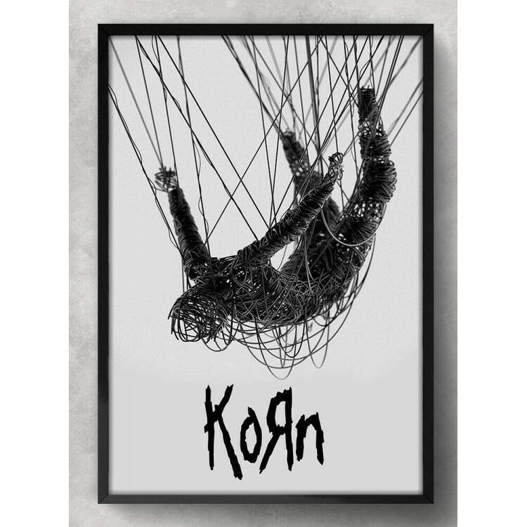 Quadro Decorativo Arte Capa Banda Korn Preto e Branco