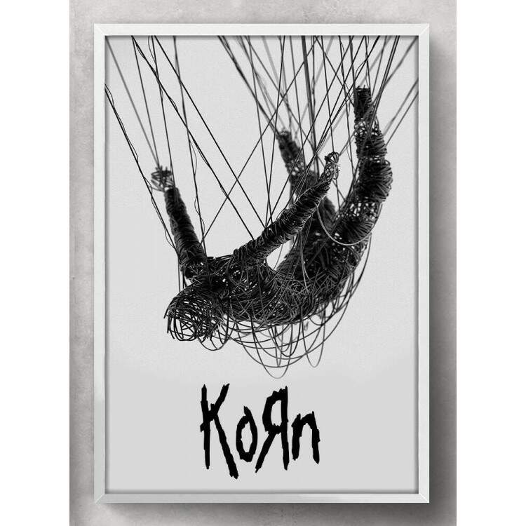 Quadro Decorativo Arte Capa Banda Korn Preto e Branco