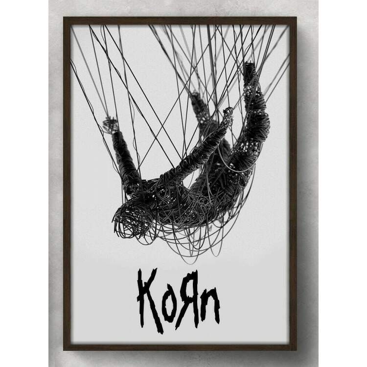 Quadro Decorativo Arte Capa Banda Korn Preto e Branco