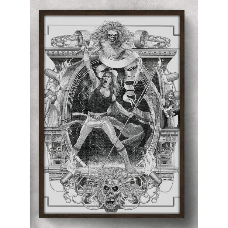 Quadro Decorativo Arte Banda Iron Maiden Preto e Branco