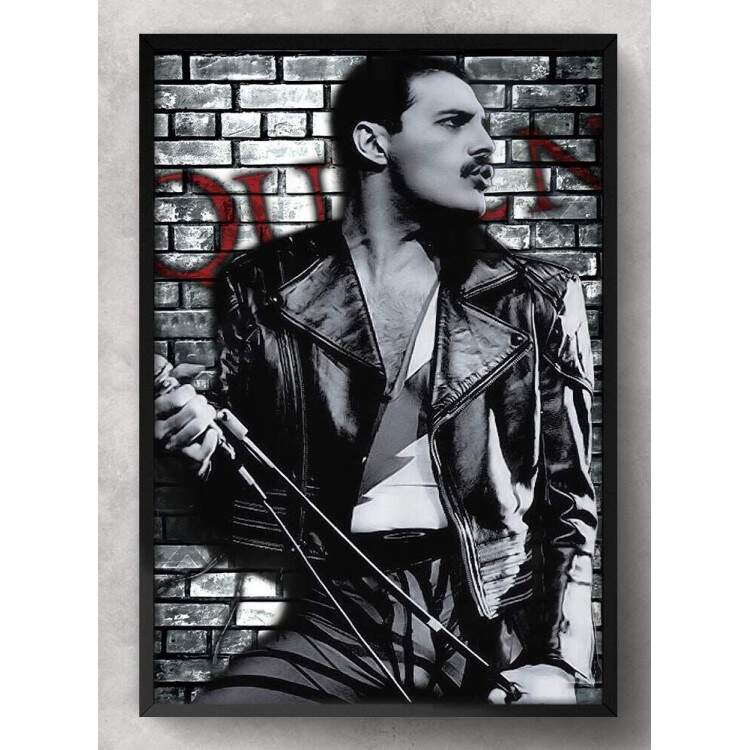 Quadro Decorativo Queen Freddie Mercury Preto e Branco