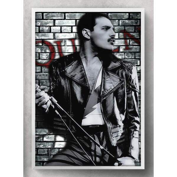 Quadro Decorativo Queen Freddie Mercury Preto e Branco