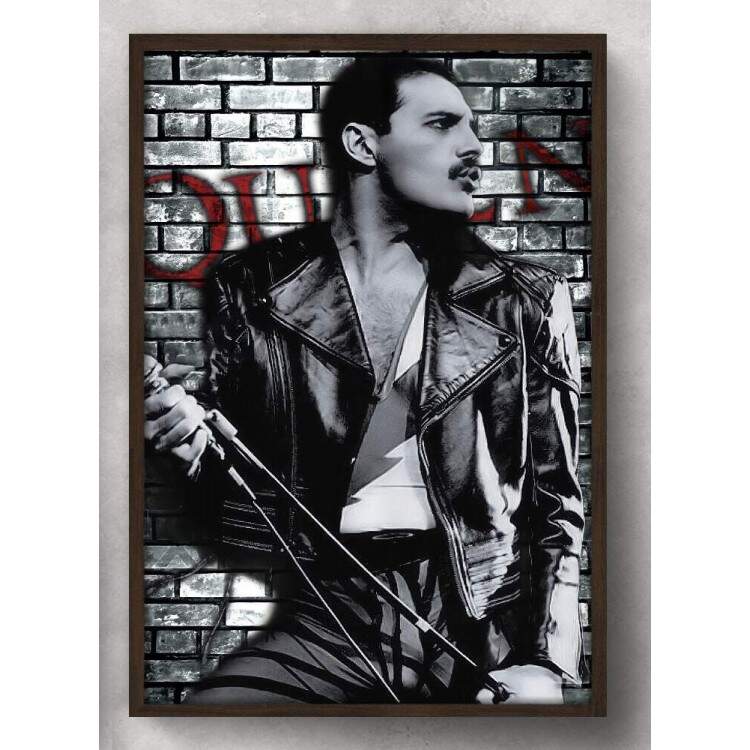 Quadro Decorativo Queen Freddie Mercury Preto e Branco