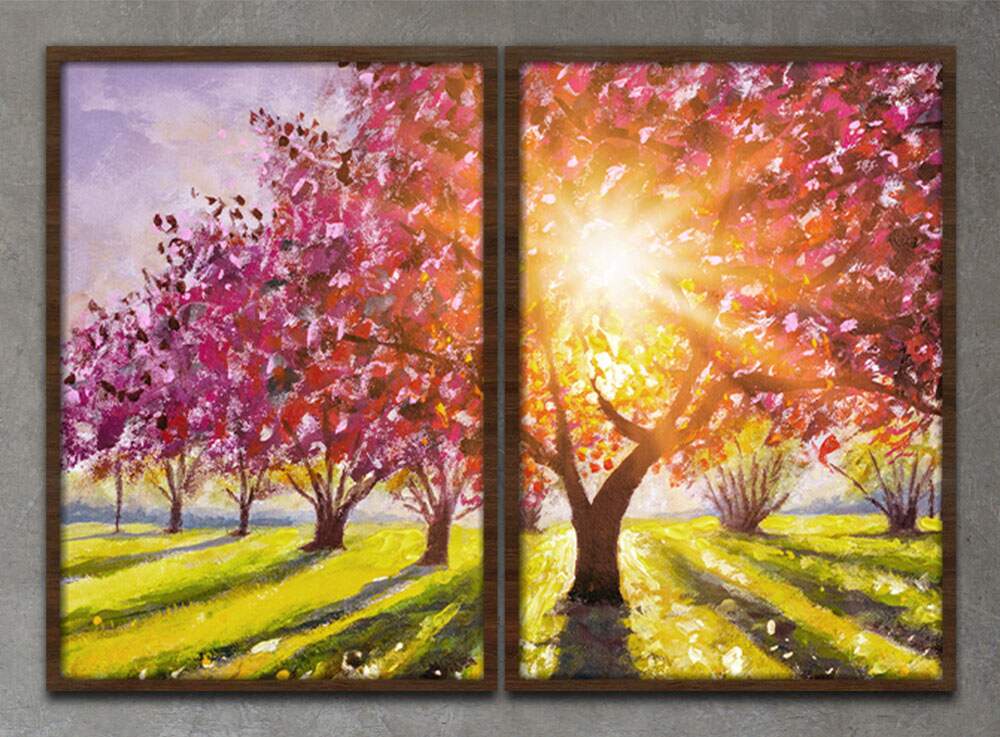 Kit 2 Quadros Decorativos �rvore de Campo