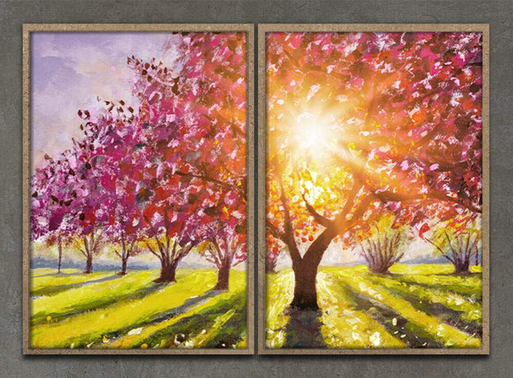 Kit 2 Quadros Decorativos �rvore de Campo