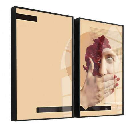 Kit 2 Quadros Decorativos Bege Mulher Minimalista 