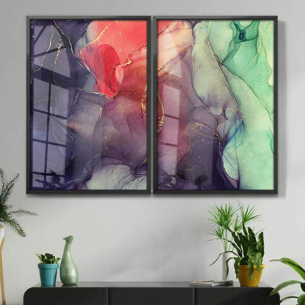 Kit 2 Quadros Decorativos Efeito Mrmore