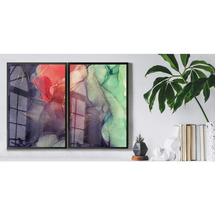 Kit 2 Quadros Decorativos Efeito Mrmore