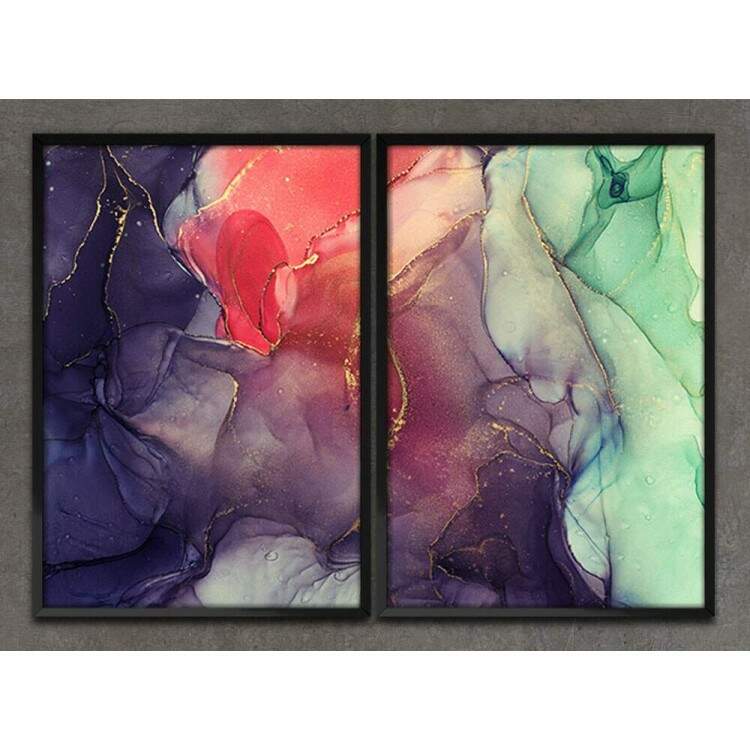 Kit 2 Quadros Decorativos Efeito Mrmore