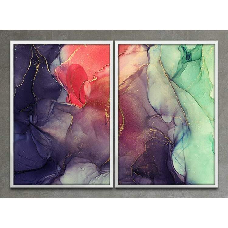 Kit 2 Quadros Decorativos Efeito Mrmore