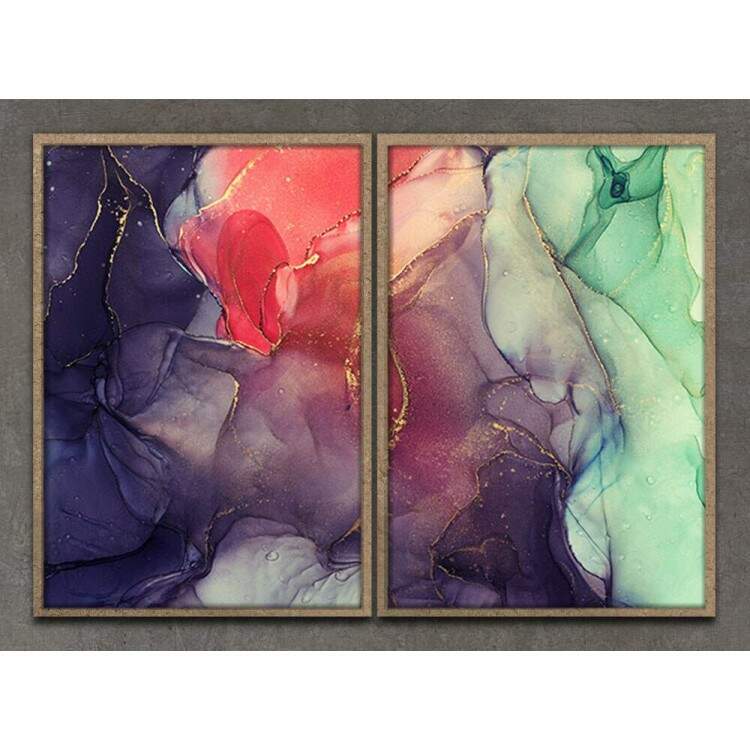 Kit 2 Quadros Decorativos Efeito Mrmore