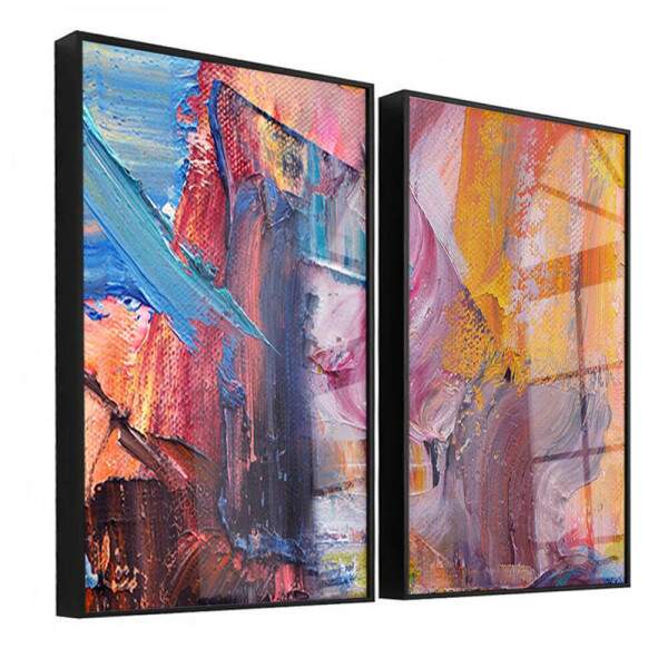 Kit 2 Quadros Decorativos Abstratos Ink Tint Colorido