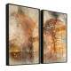 Kit 2 Quadros Decorativos Abstratos Pintura Paisagem com �rvores