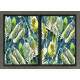 Kit 2 Quadros Decorativos Abstratos Pintura Folhas Tropical