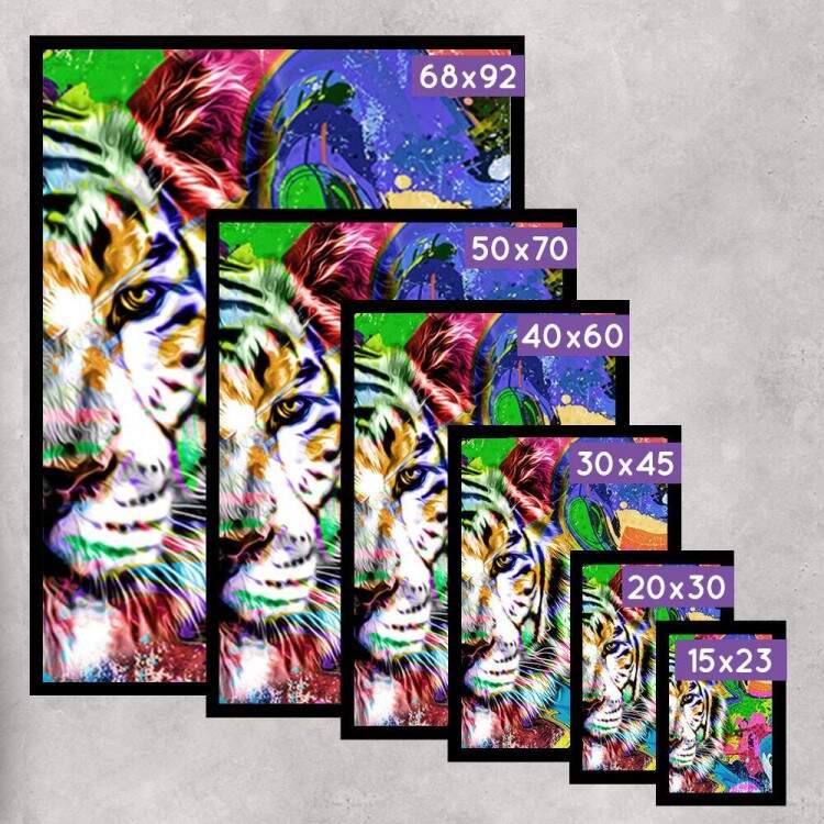 Kit 2 Quadros Decorativos Abstratos Pintura Tigre