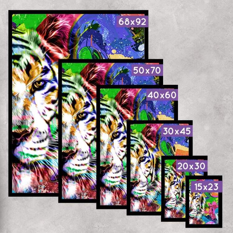 Kit 2 Quadros Decorativos Abstratos Pintura Tigre