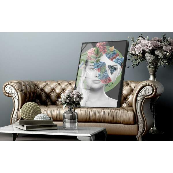 Quadro Decorativo Abstrato Mulher Face com Borboletas