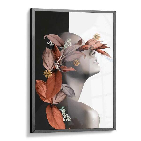 Quadro Decorativo Abstrato Mulher com Folhas