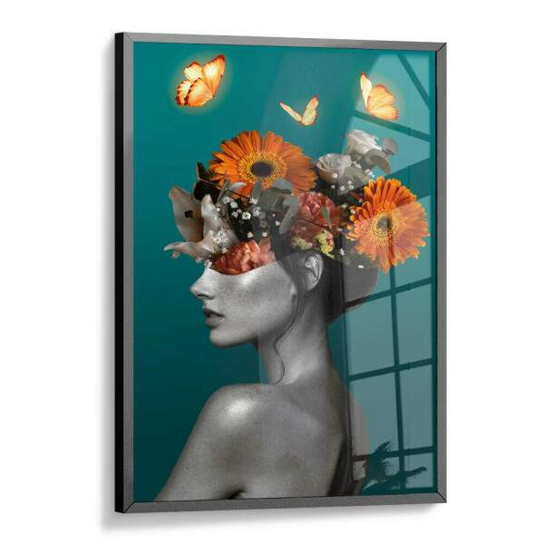 Quadro Decorativo Abstrato Mulher com Girassis