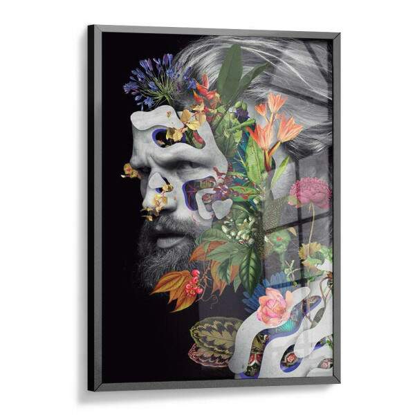 Quadro Decorativo Abstrato Homem Florido Black and Color