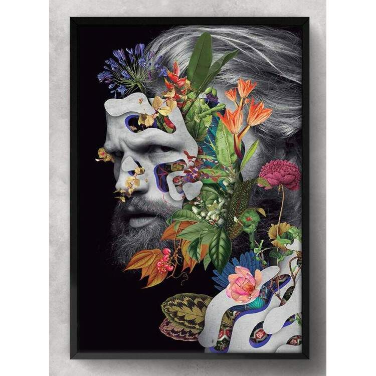 Quadro Decorativo Abstrato Homem Florido Black and Color