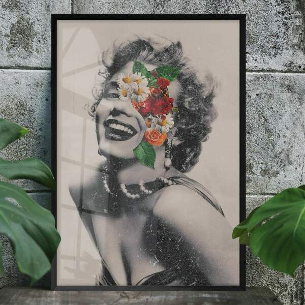 Quadro Decorativo Abstrato Marilyn Face de Flores