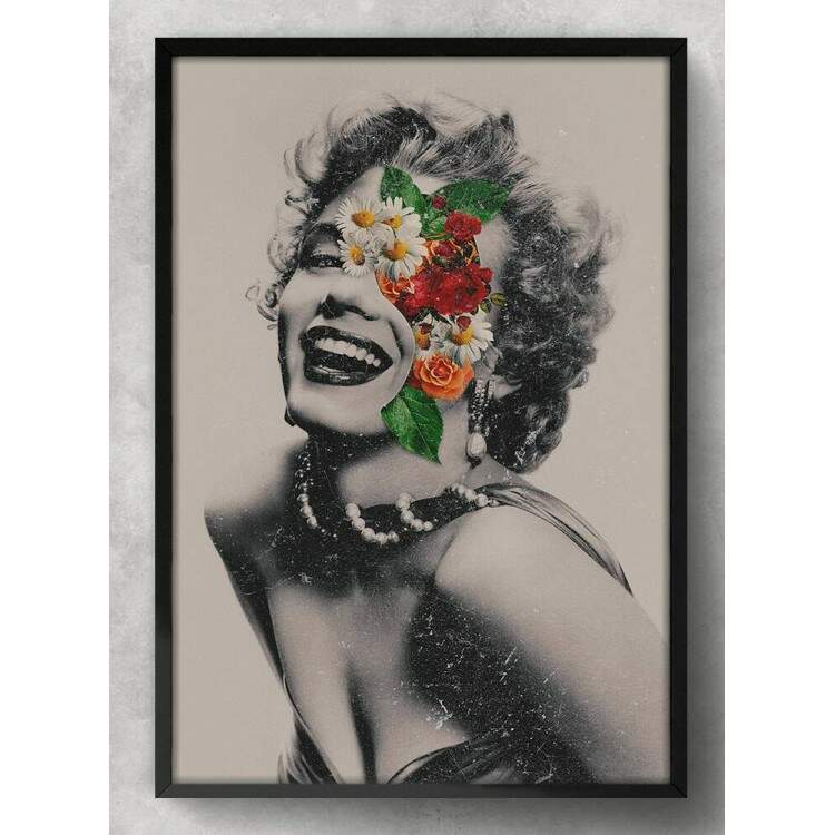 Quadro Decorativo Abstrato Marilyn Face de Flores