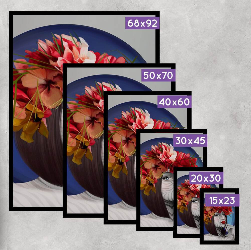 Quadro Decorativo Abstrato Mulher com Chap�u de Flores