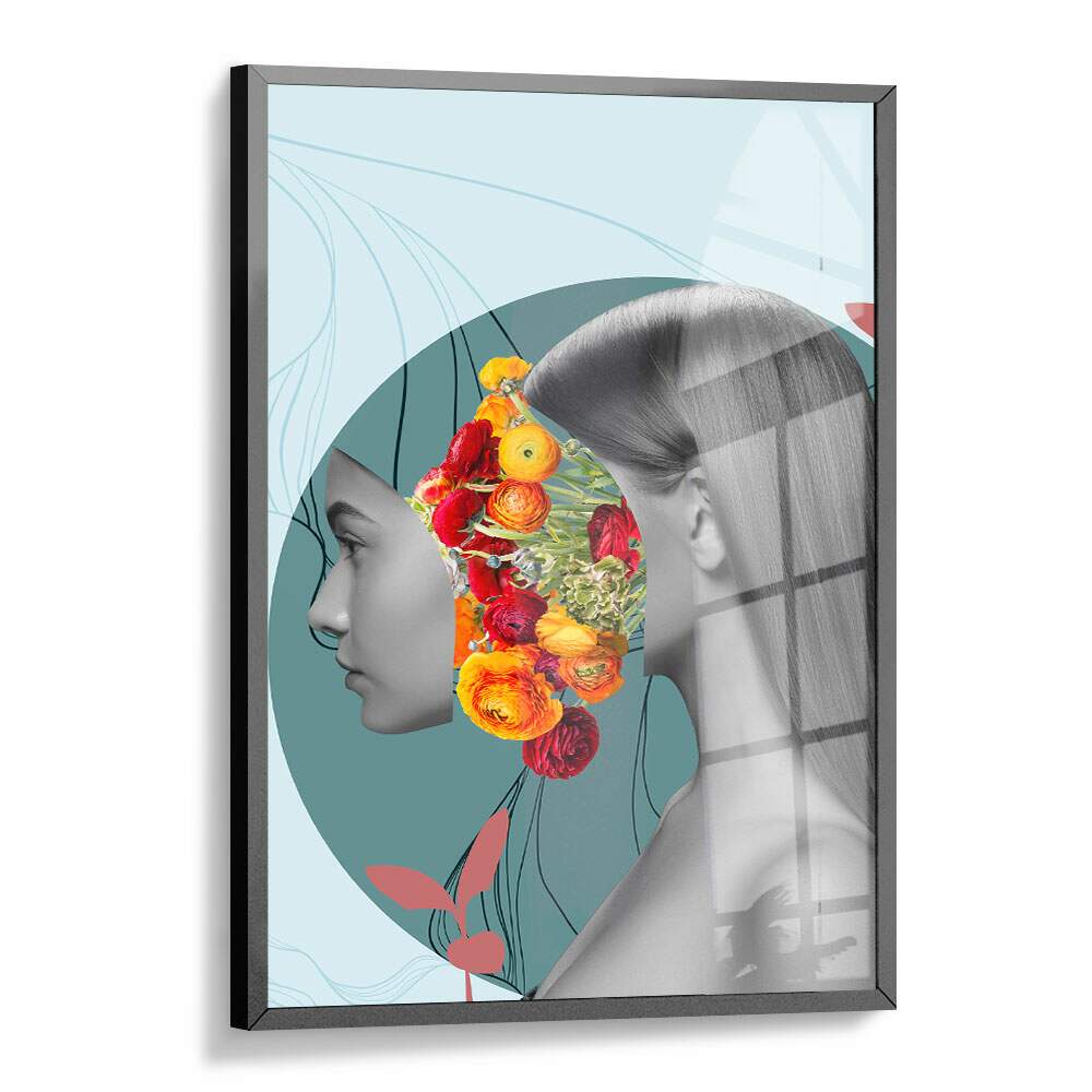 Quadro Decorativo Abstrato Mulher Minimalista com Flores