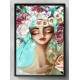 Quadro Decorativo Abstrato Vaso Mulher com Flores