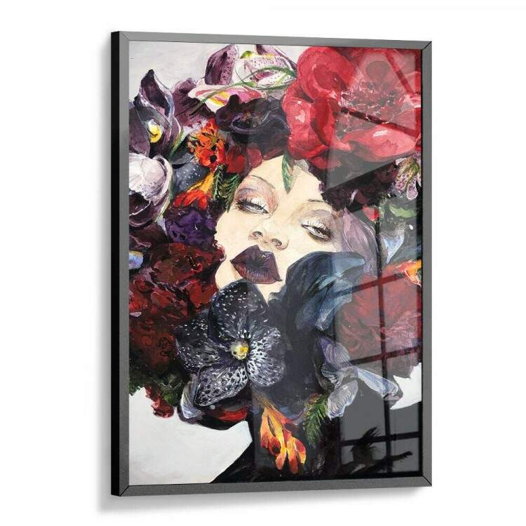 Quadro Decorativo Abstrato Rosto nas Flores