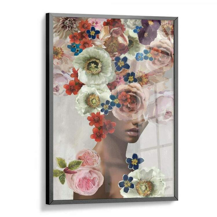 Quadro Decorativo Abstrato Face Cabelo de Flores