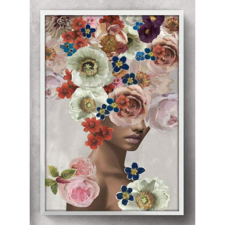 Quadro Decorativo Abstrato Face Cabelo de Flores