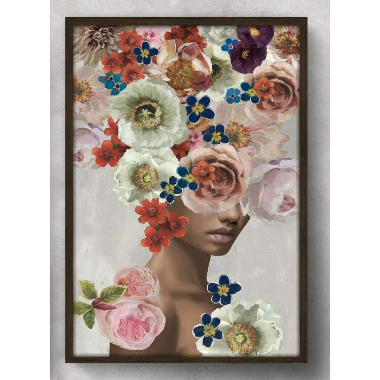 Quadro Decorativo Abstrato Face Cabelo de Flores