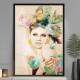 Quadro Decorativo Abstrato Mulher com Flores na Cabe�a