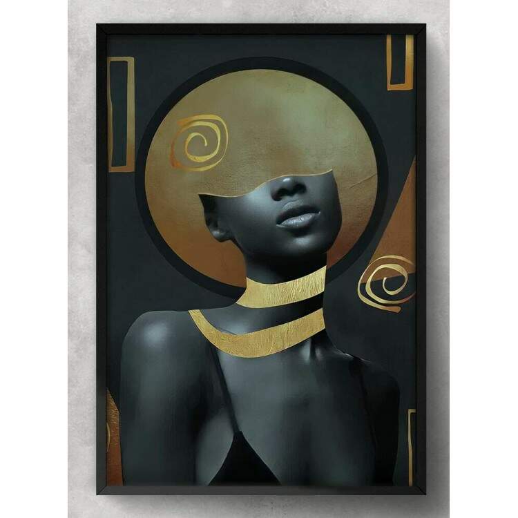 Quadro Decorativo Abstrato Mulher Negra sem Olhos