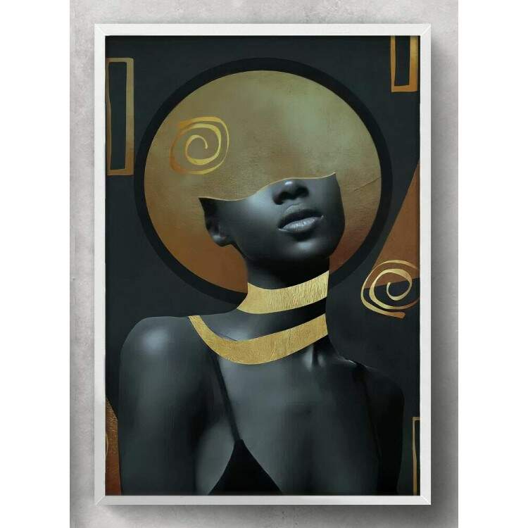 Quadro Decorativo Abstrato Mulher Negra sem Olhos